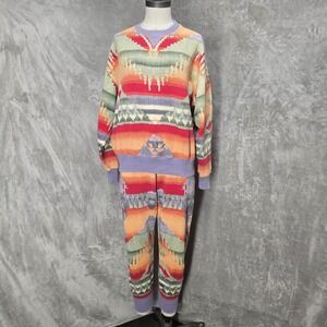 Polo by Ralph Lauren Multicolor Geometric Knit Jogger Set in Lavender Trim